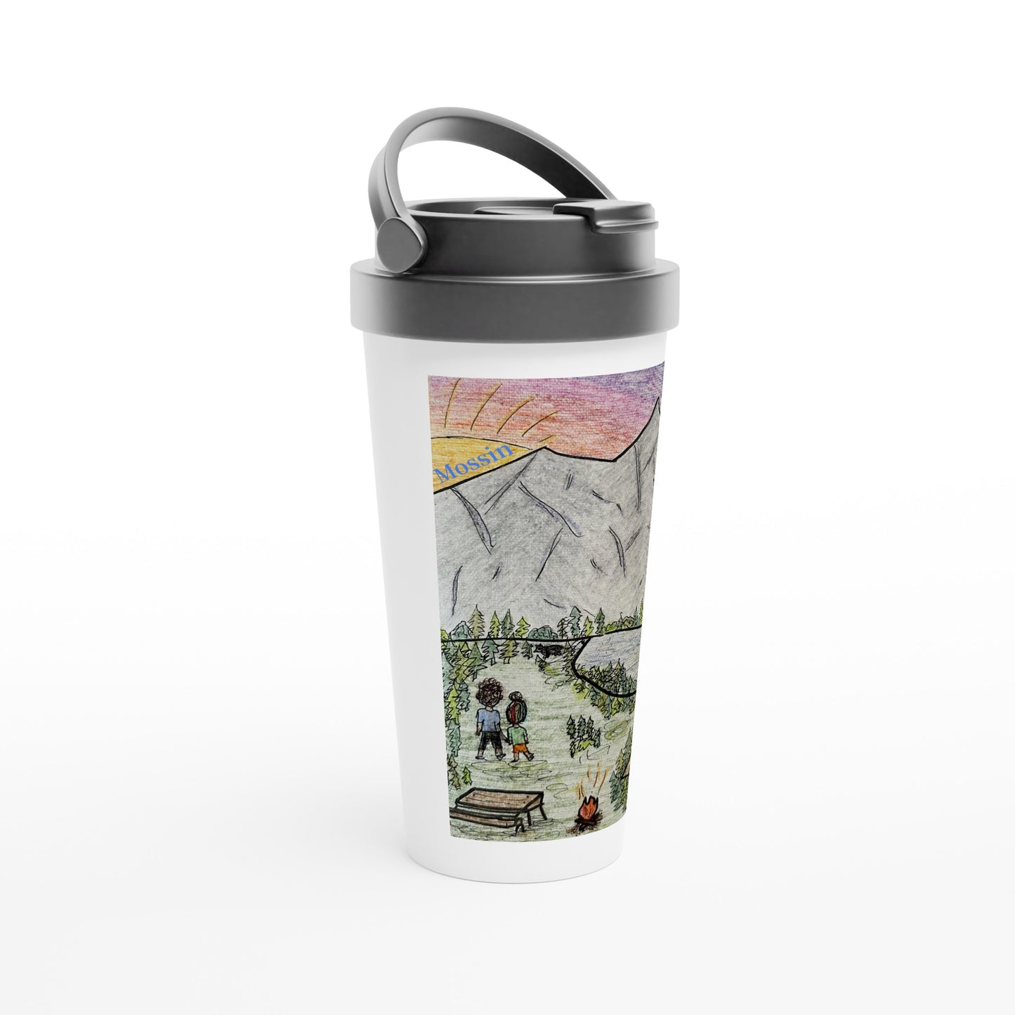 White 15oz Stainless Steel Travel Mug