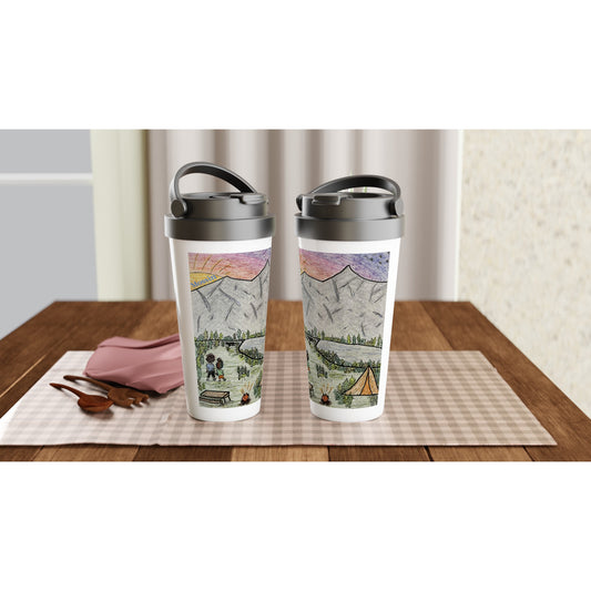 White 15oz Stainless Steel Travel Mug